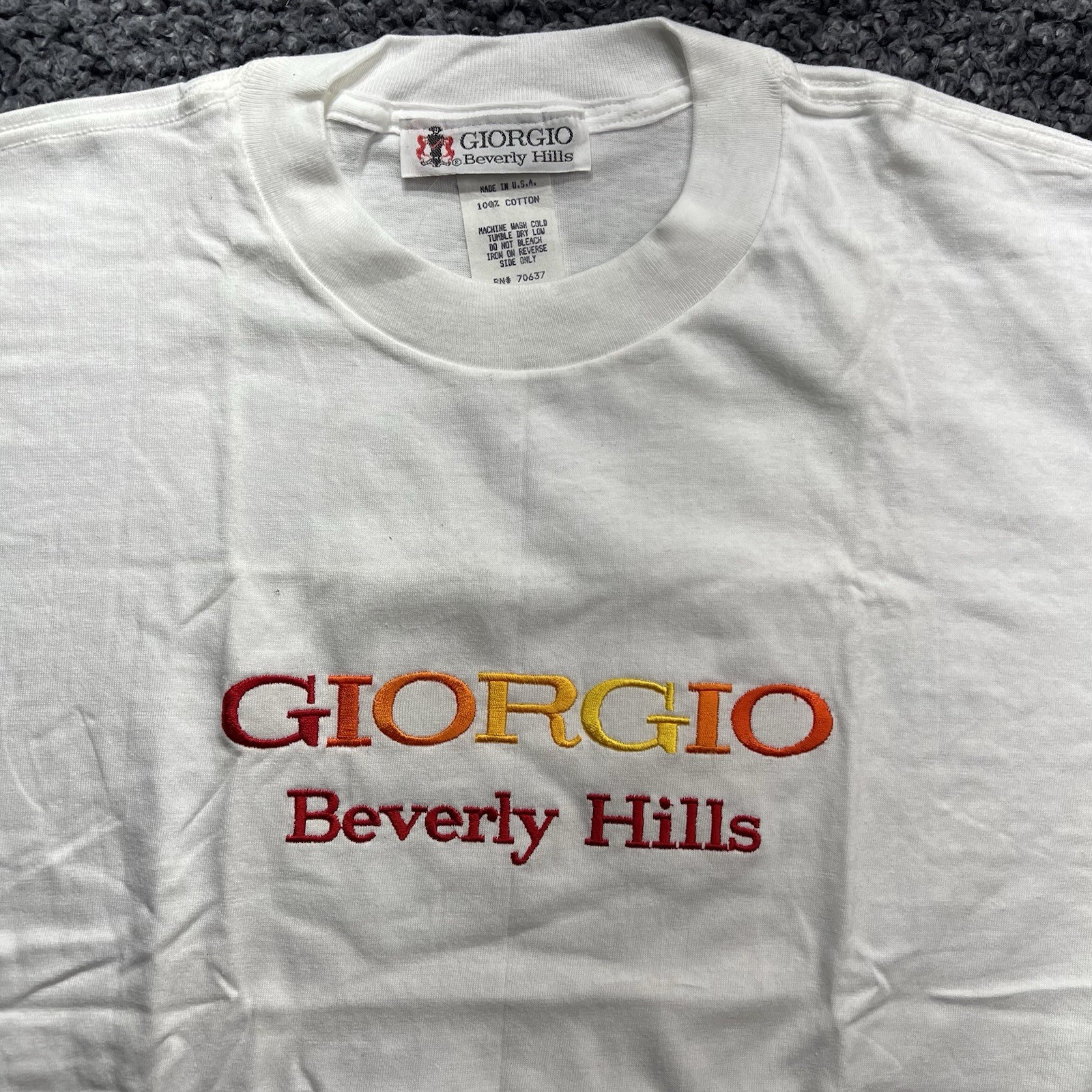 Vtg. 90s Giorgio Armani Beverly Hills T-Shirt White Short Sleeve Made in USA