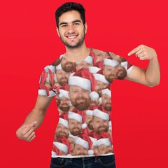 Personalised Funny Face All Over Santa T Shirt Men shirt Christmas Him Custom…