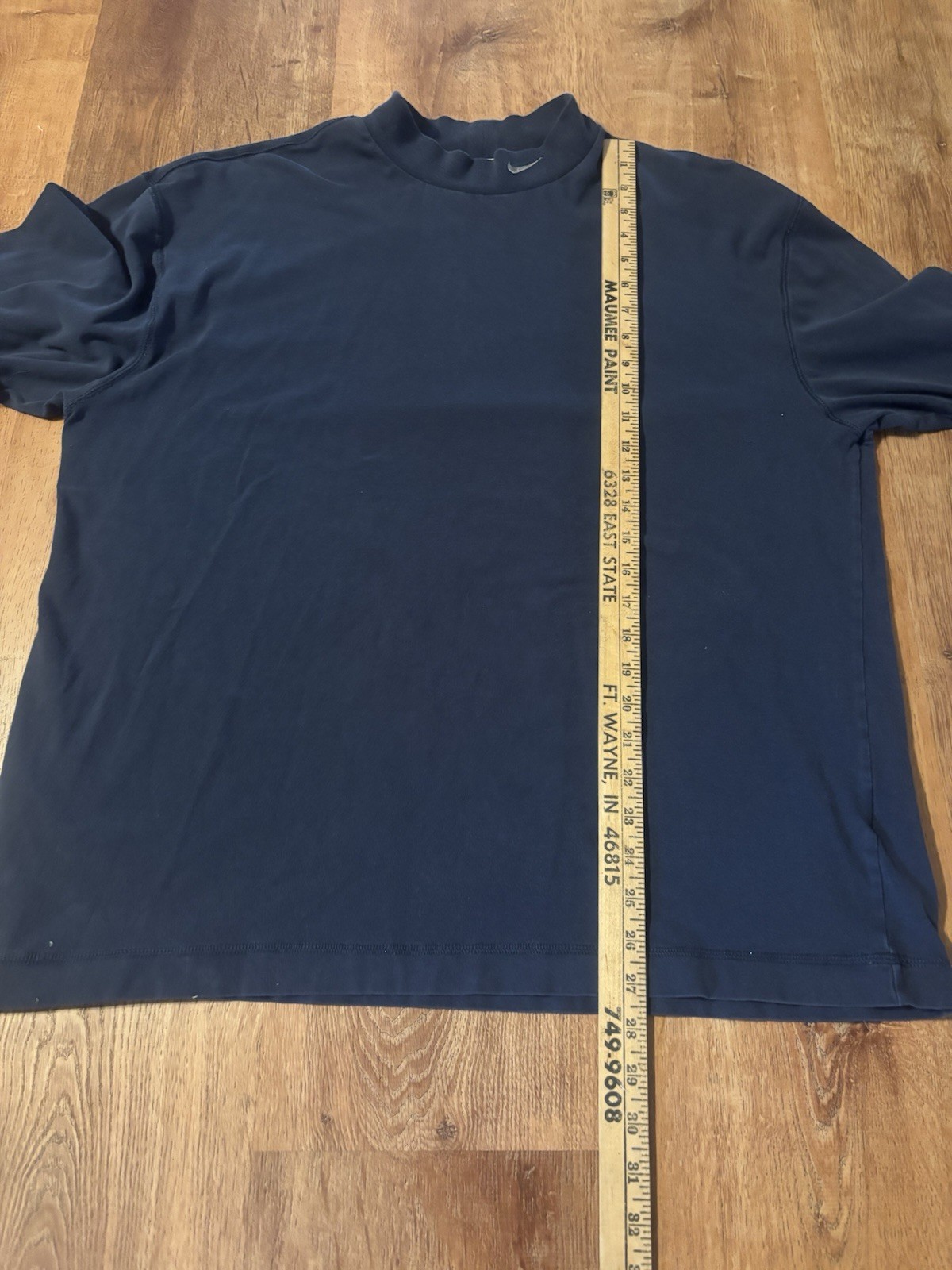 Y2K Nike Mock Neck Long Sleeve T-Shirt Navy Blue Embroidered Swoosh Size Large gallery