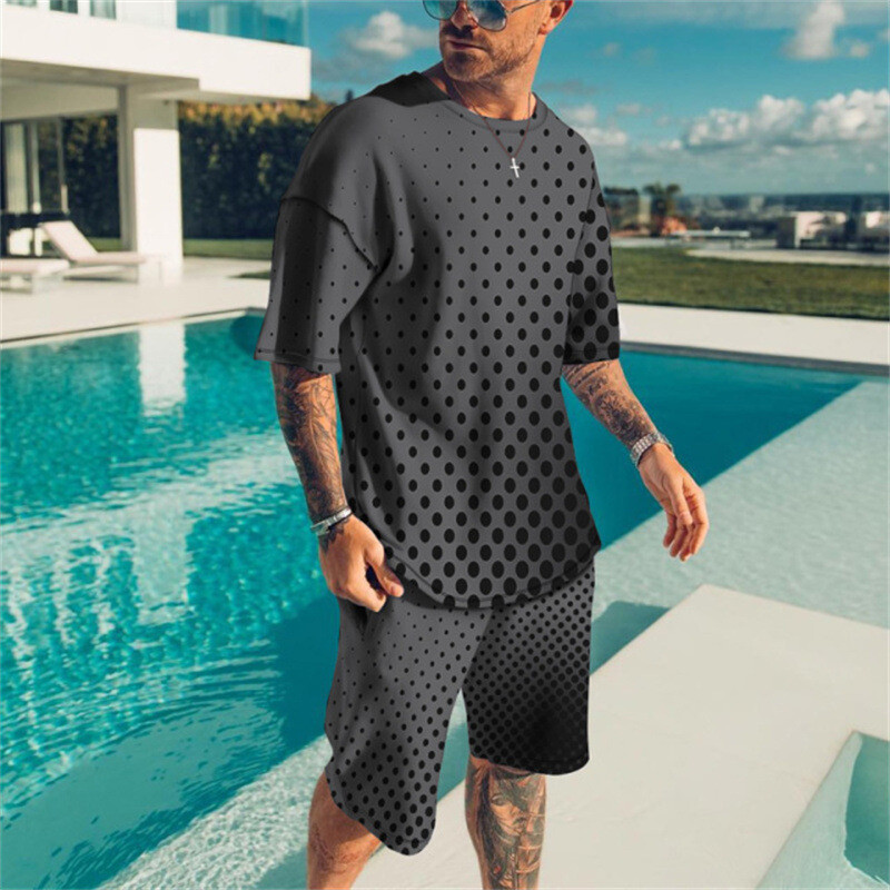 Summer Men's Outfit 2-Piece Set Short Sleeve T-Shirts and Shorts Sweatsuit Set gallery