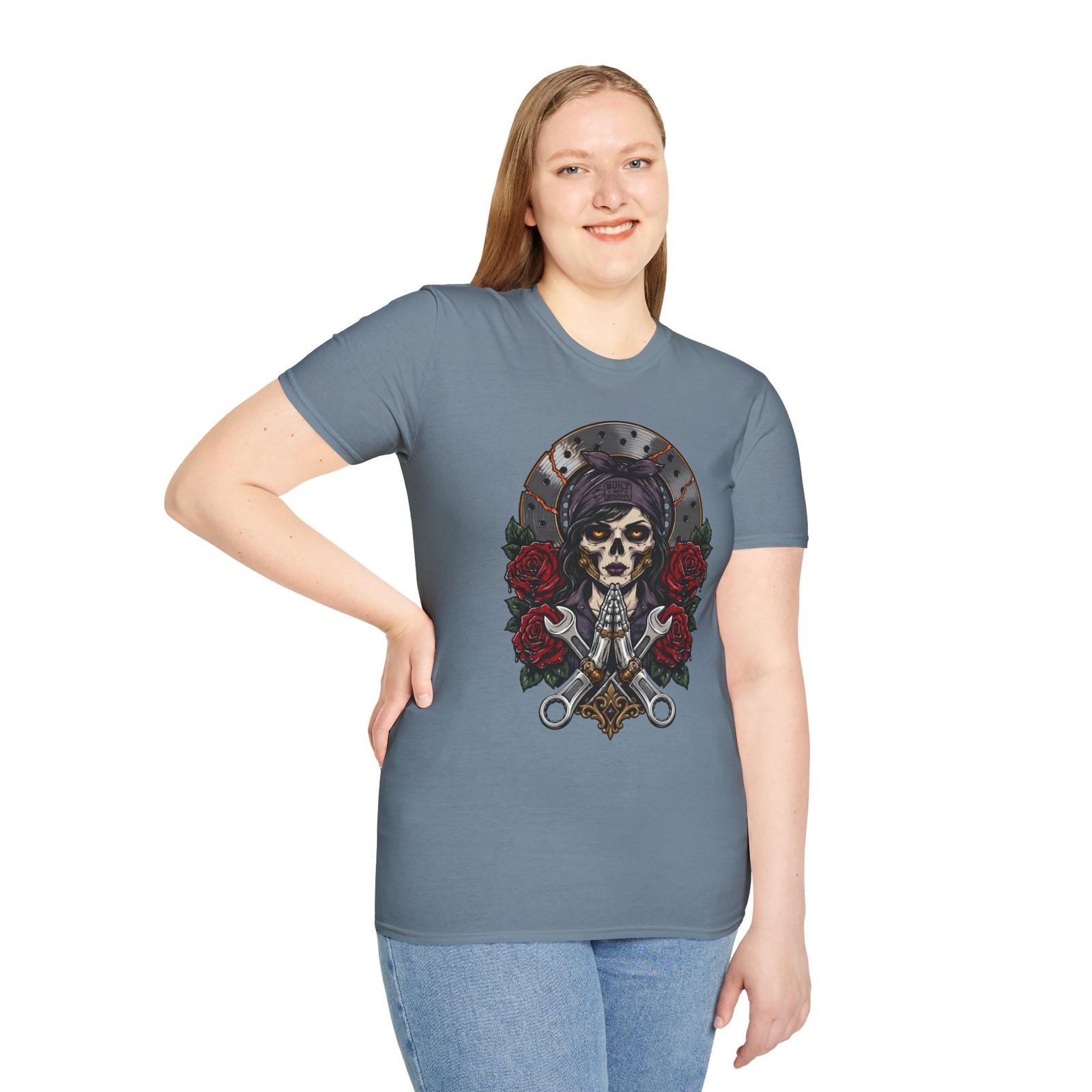 Mechanic Saint Skull Garage Tattoo Auto Repair Unisex Softstyle T-Shirt gallery