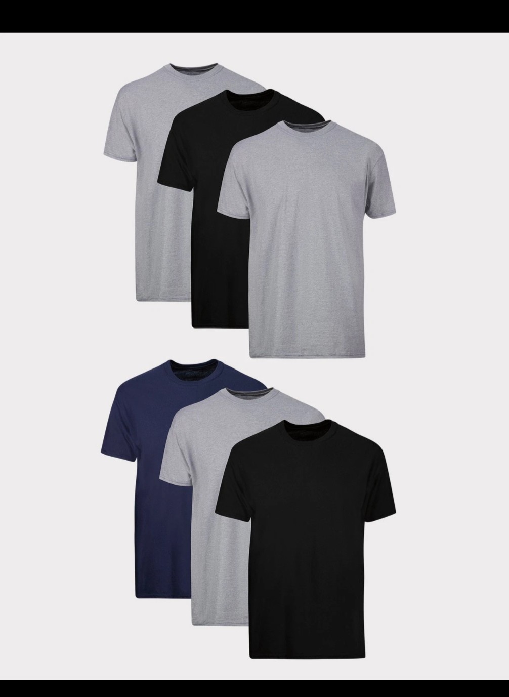 Hanes T-Shirt 6-Pack Men's ComfortSoft TAGLESS Crewneck Short Sleeve Tee Value gallery