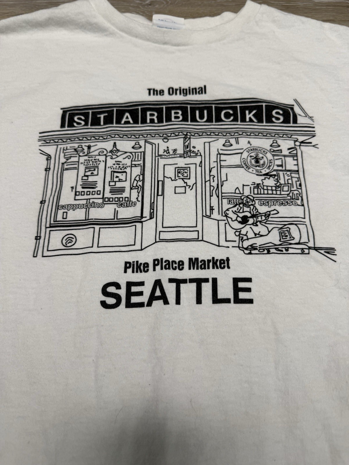 The Original Starbucks Pike Place Market Seattle WA. Shirt Mens Sz M White Tee gallery