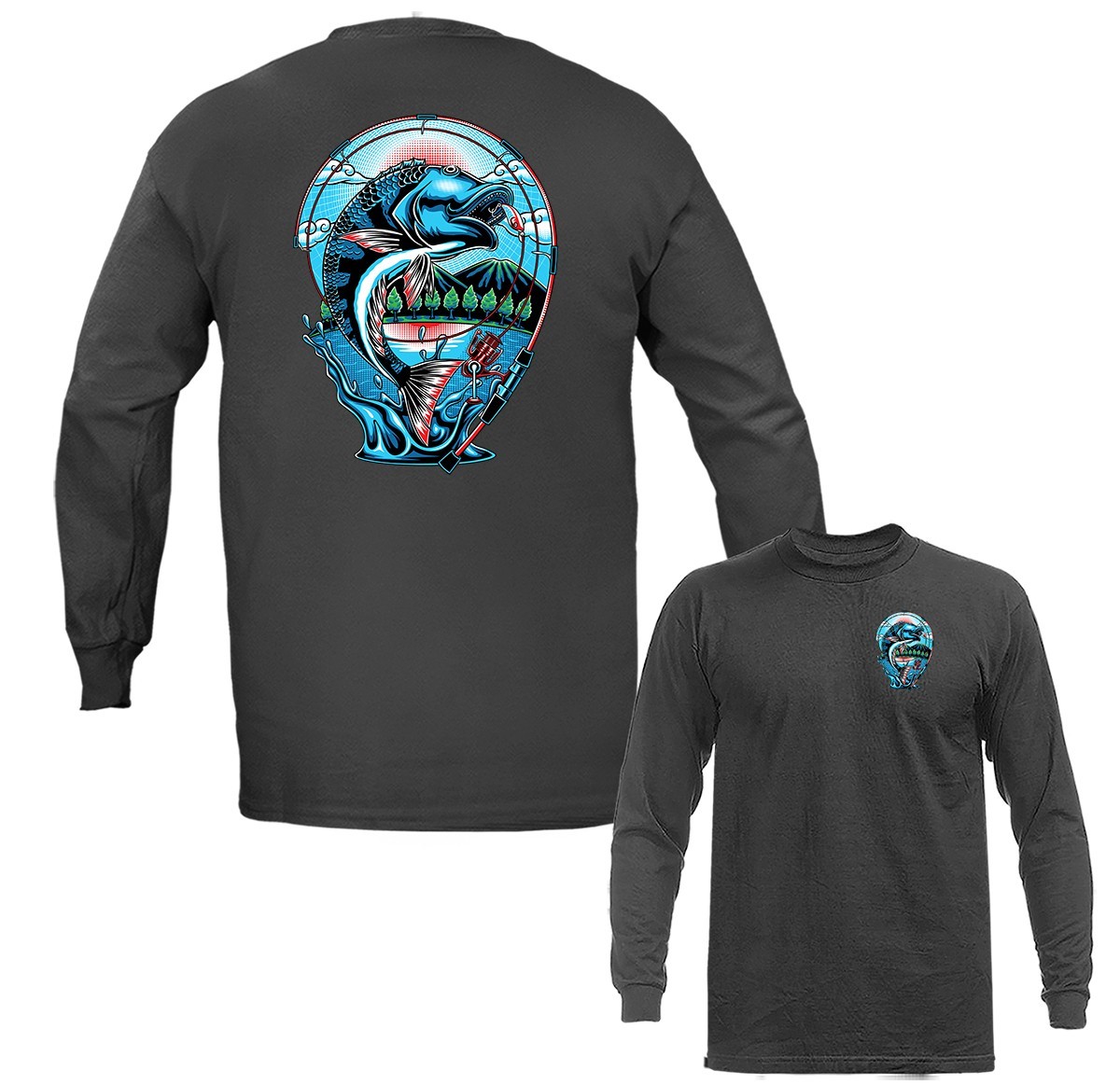 Mountain Lake Bass Fishing Adventure Outdoor Sport Long Sleeve T-shirt gallery