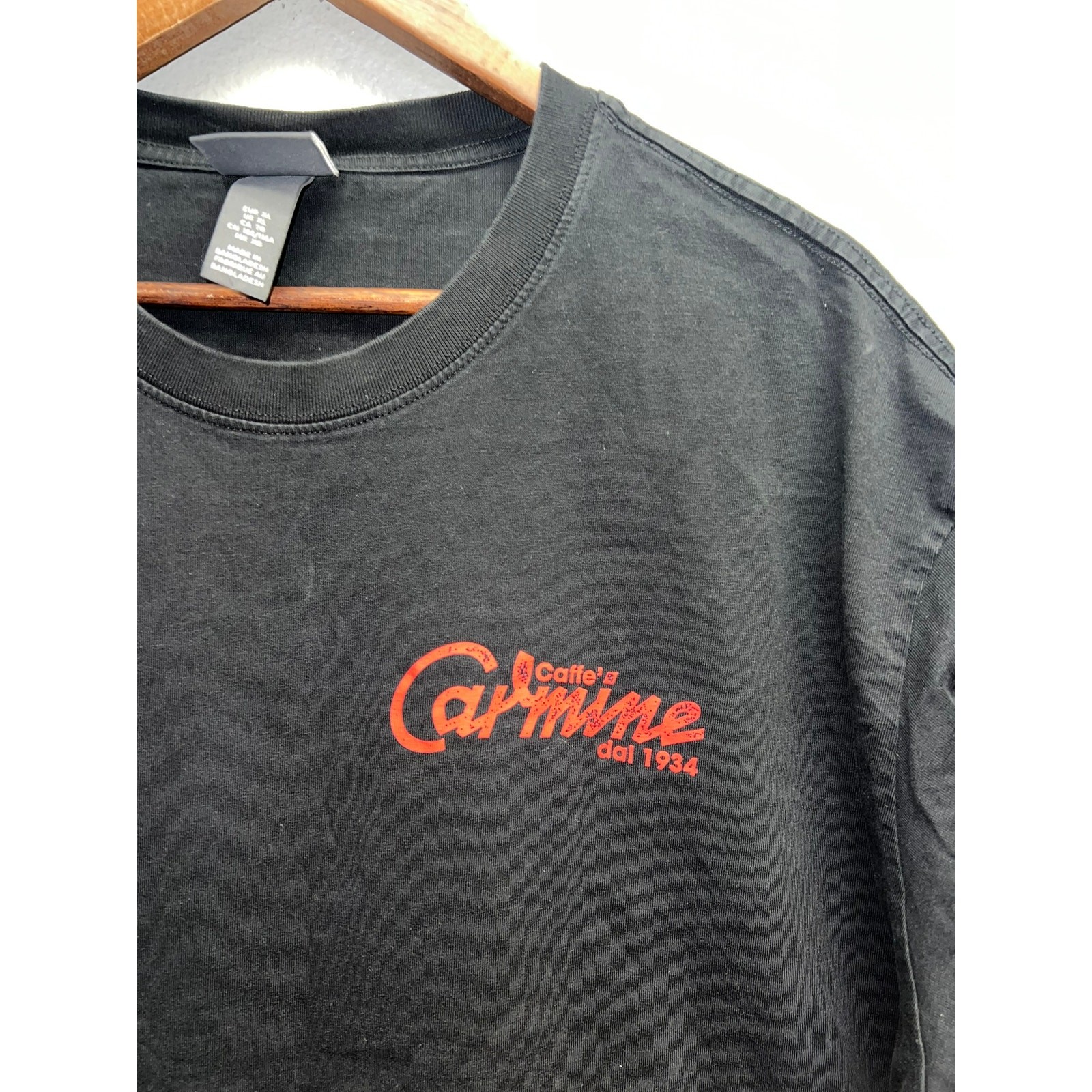 H&M Coffee Shirt Caffe Carmine New York City NYC Menu Graphic Tee Size XL gallery