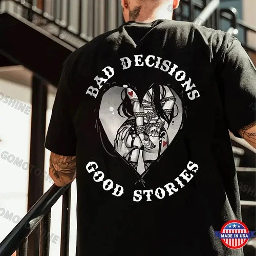 BAD DECISIONS GOOD STORIES Bundled Games Print Men’s T-Shirt