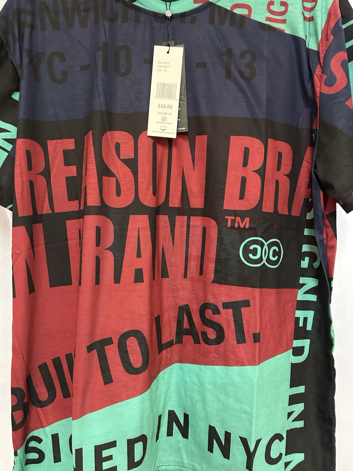 Reason Brand All Over Graphic T-Shirt Men's Size XL Multi Colors Unisex NWT gallery