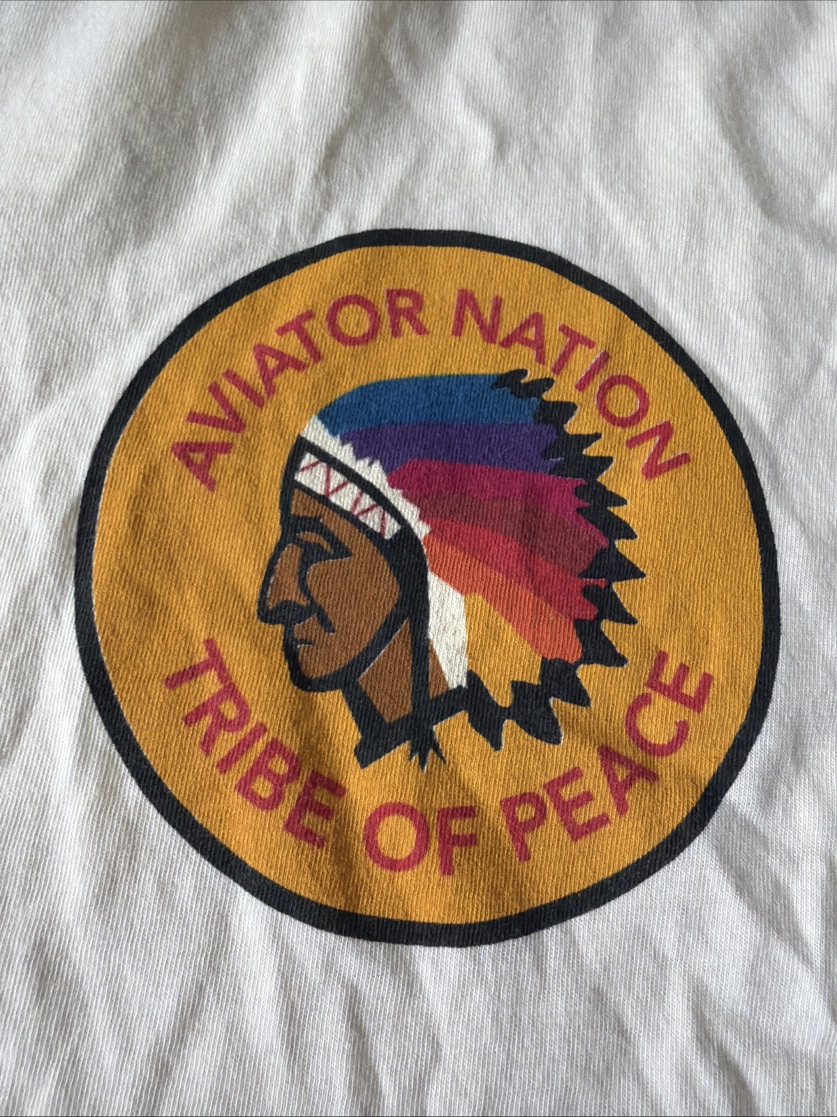 Aviator Nation Shirt - Tribe of Peace Tee Rare - Adult LARGE Pale Yellow NWOT gallery