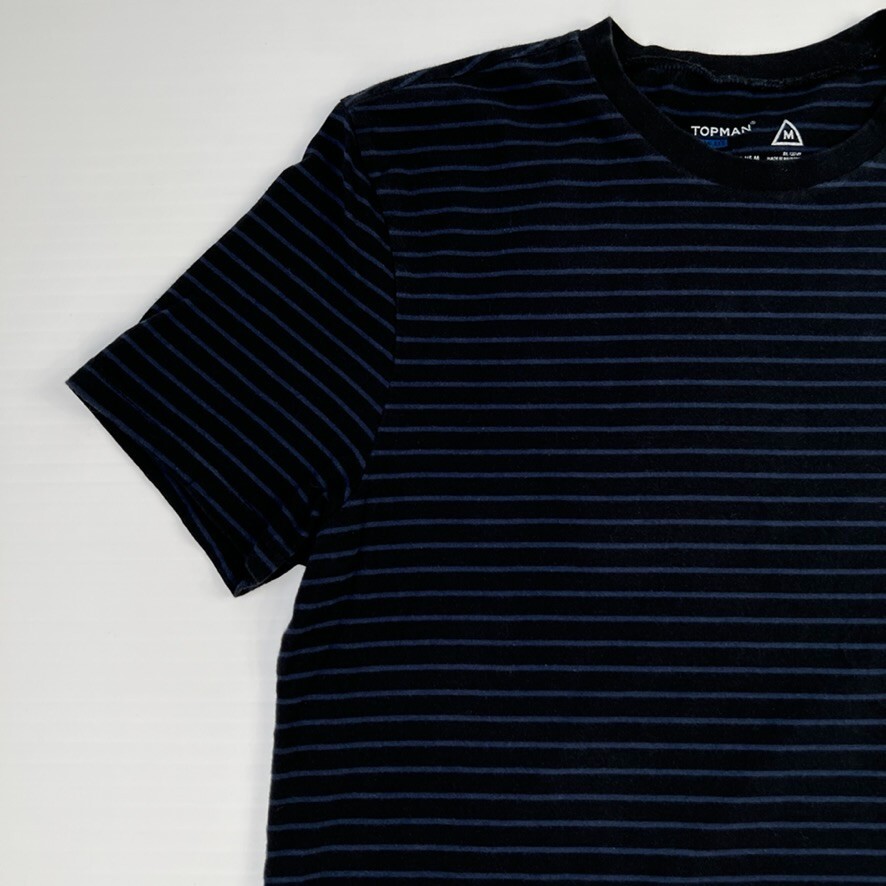 Topman Shirt Men Medium Slim Fit Navy Stripe Navy Classic Work Party Core Go gallery