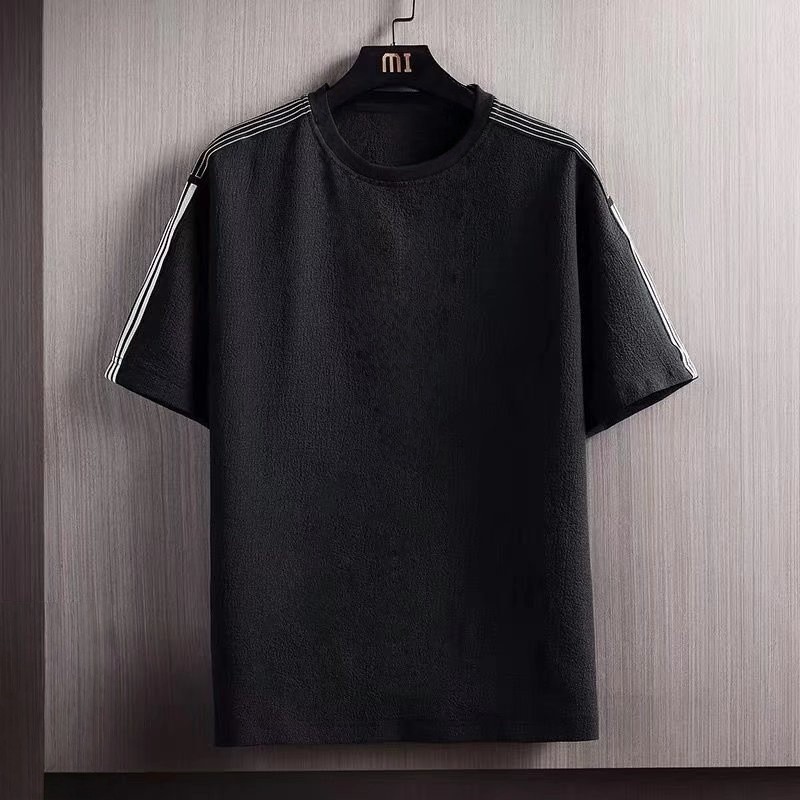 New Men's Polyester Fiber Plain Crew Neck Ice Silk Short Sleeves T-Shirt M-3XL gallery