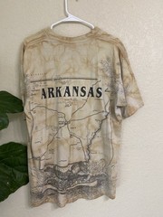 Gildan Arkansas The Natural State Map Graphic T-Shirt Beige XL Crew Neck