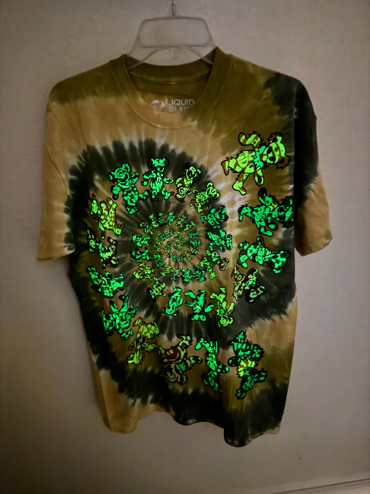 liquid blue grateful dead alien spiral bears shirt,glow in dark shirt gallery