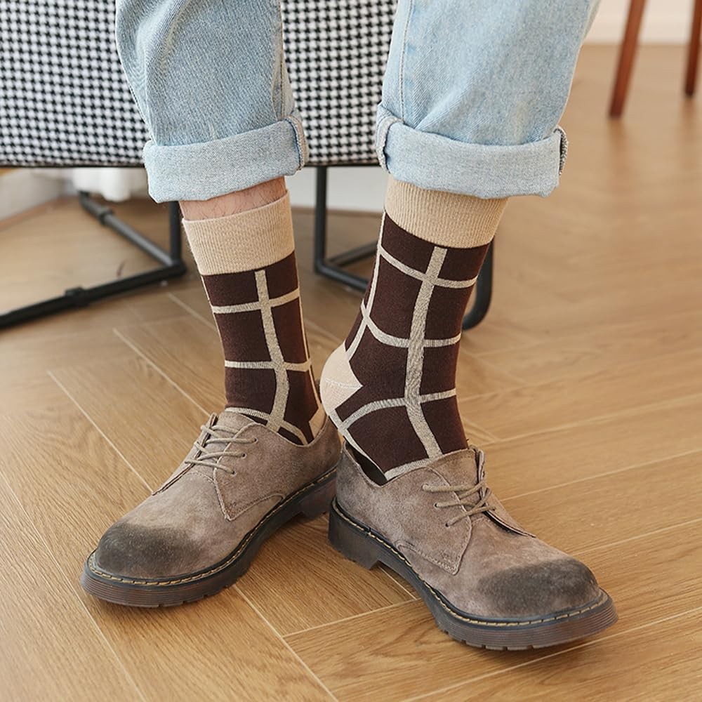 Mens Fun Dress Socks Colorful Funny Cotton Crew Sock Adult Novelty Checked So... gallery
