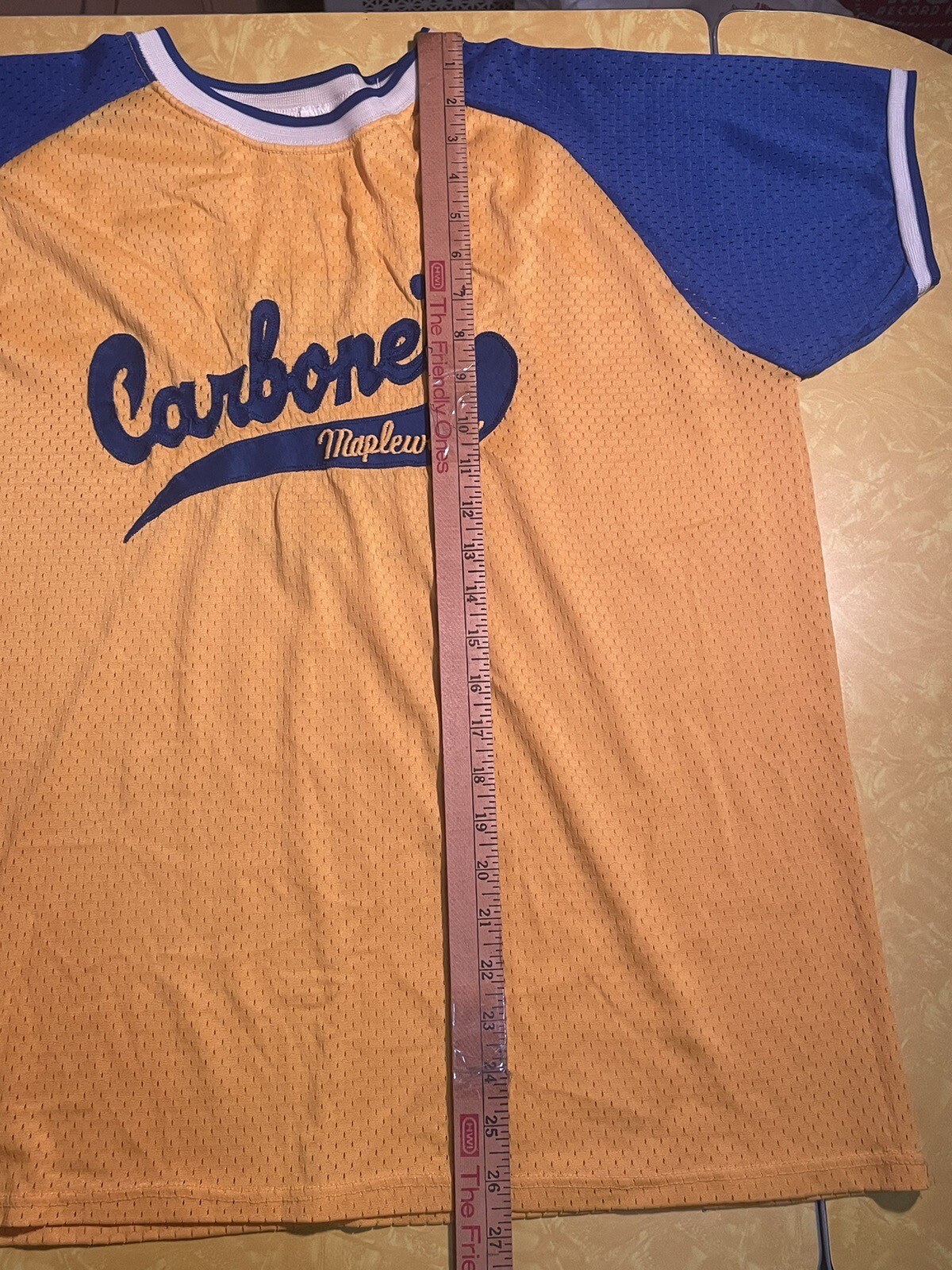 Vintage Carbone’s Pizza MN L Blue Yellow Softball Baseball Team Jersey #5 2Tone gallery