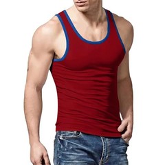 Generic Men’s Round Neck Contrasting Splicing Slim Fit Sports Tank Top Black XXL