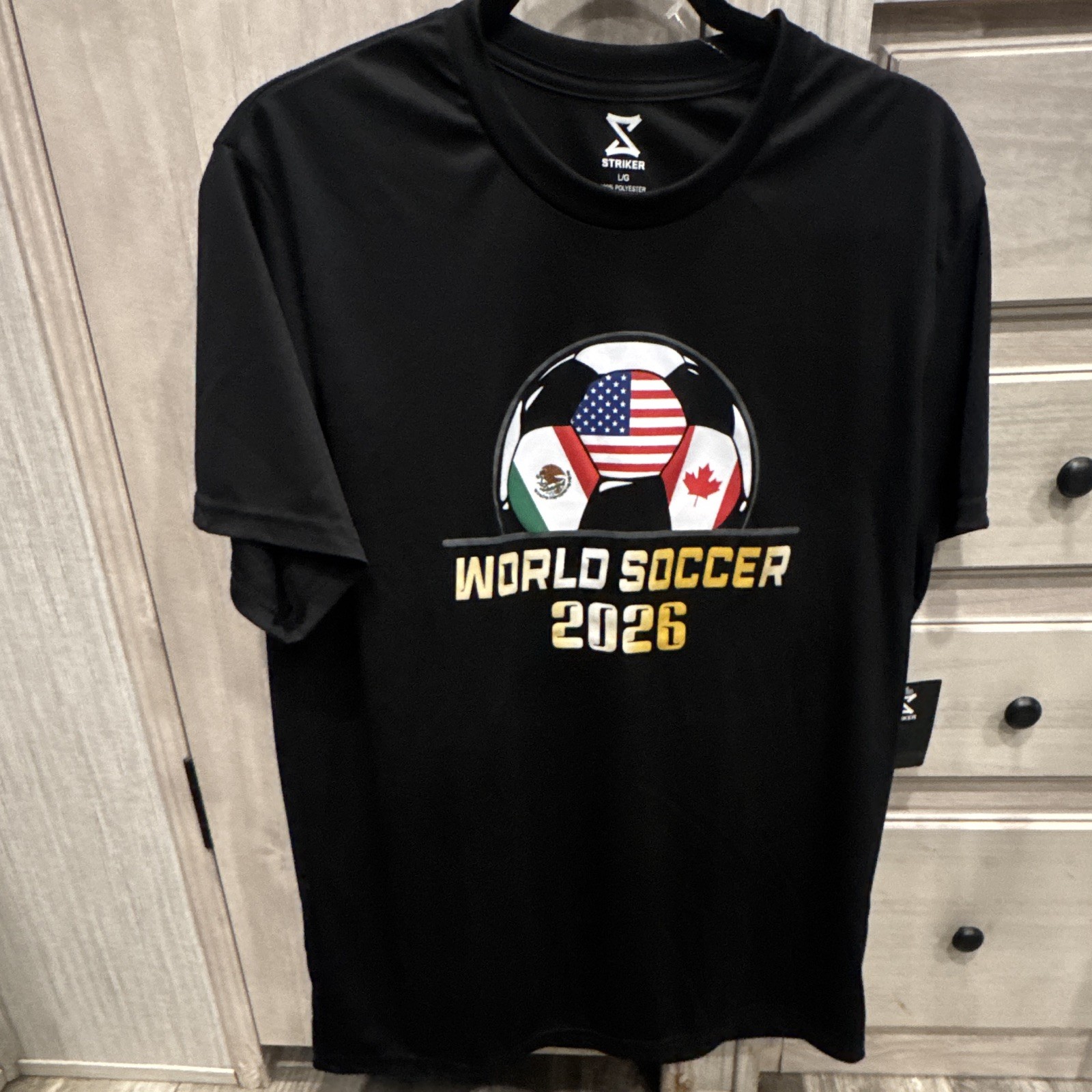 Striker L/G Shirt Men's Large Black Short Sleeve 2026 World Soccer gallery