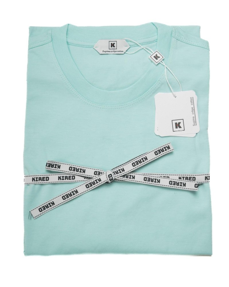 Kired by Kiton Turquoise Supima Crepe Cotton Short Sleeve Slim T-Shirt XL 54 IT
