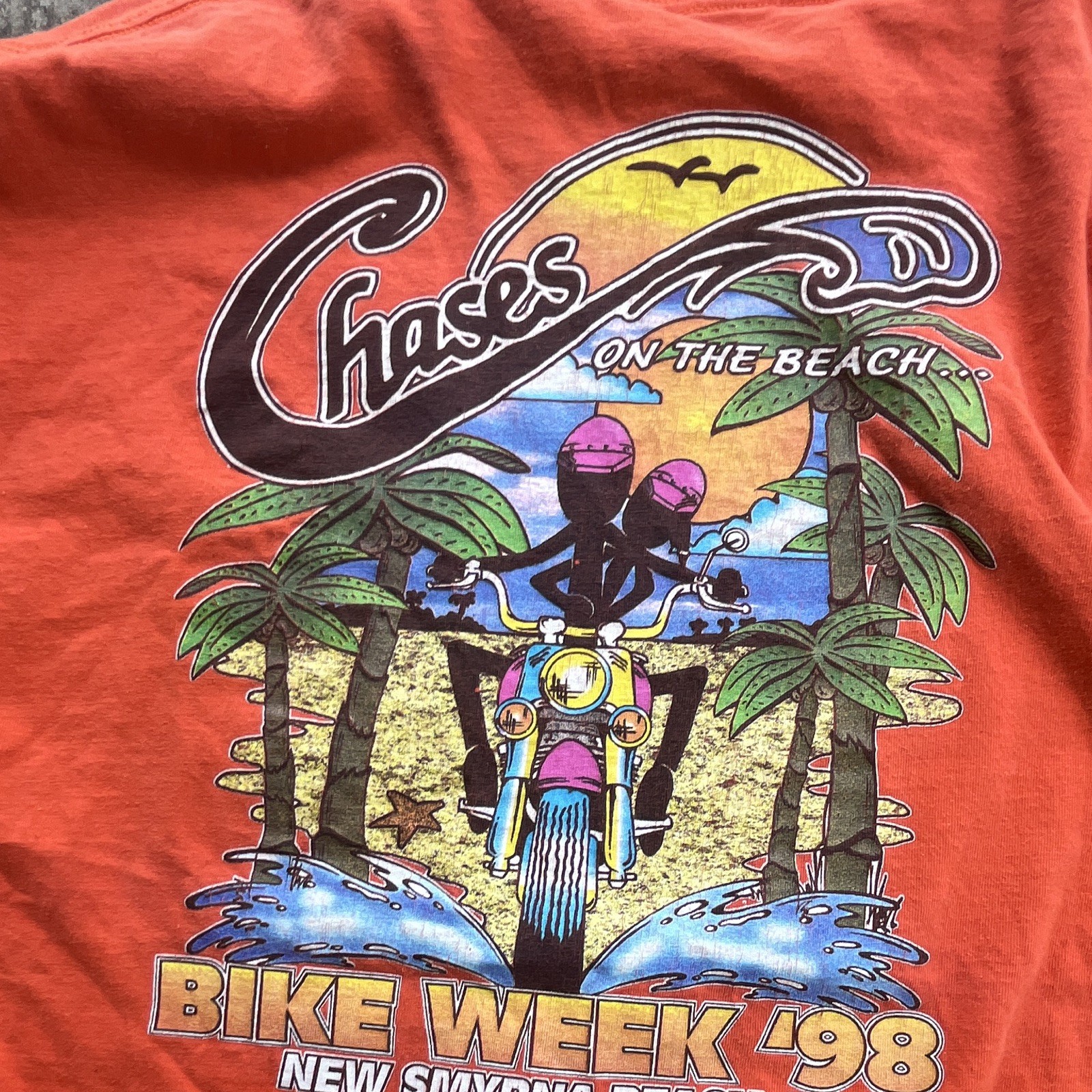 Tee Jays Vintage 90s Men's XXL Orange Cotton Graphic Pocket Bike Week '98 Tee gallery