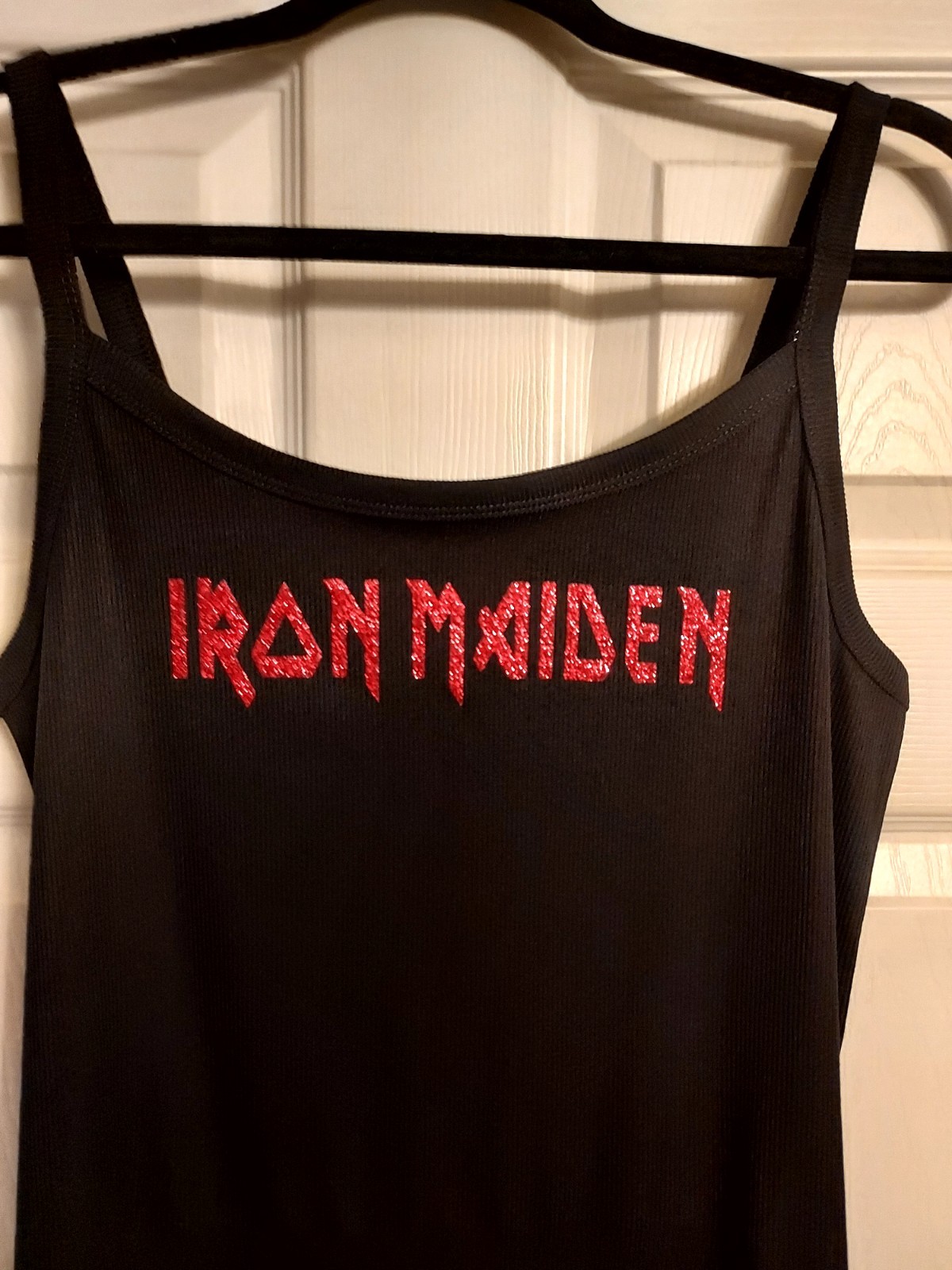 Iron Maiden tank top Red Glitter Iron Maiden Shirt Fitted Iron maiden Crop Top gallery
