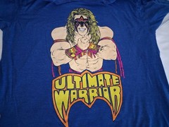 WWF / WWE Men’s Size L Ripple Junction Blue Cotton Ultimate Warrior Tee T-Shirt