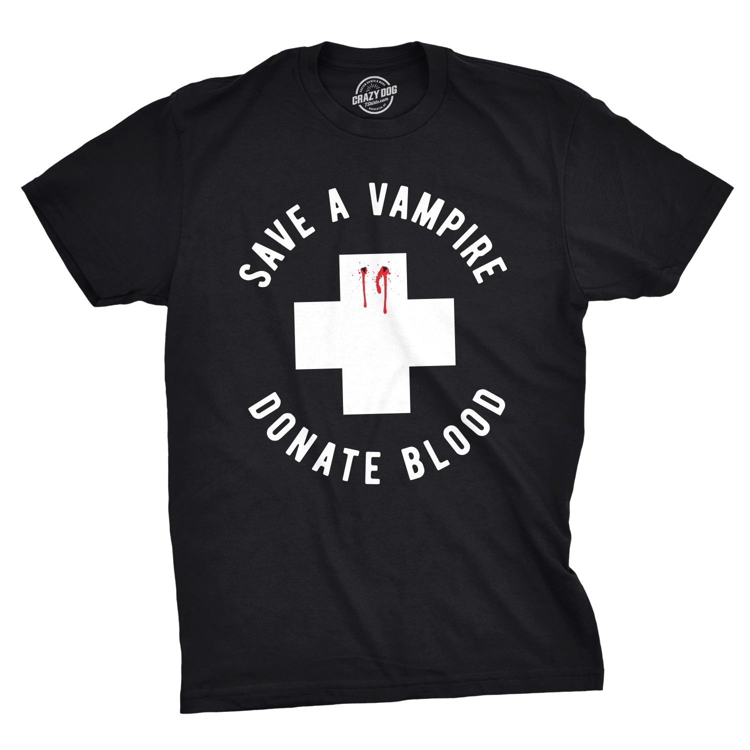 Mens Save A Vampire Donate Blood T Shirt Funny Sarcastic Halloween Night Tee for