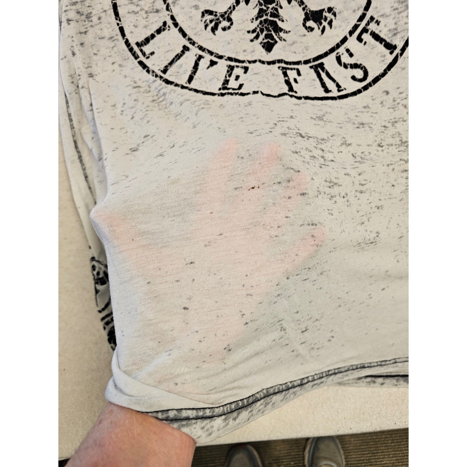 Affliction Live Fast Graphic T-Shirt Mens XL White Grey Burnout Wash Distressed gallery