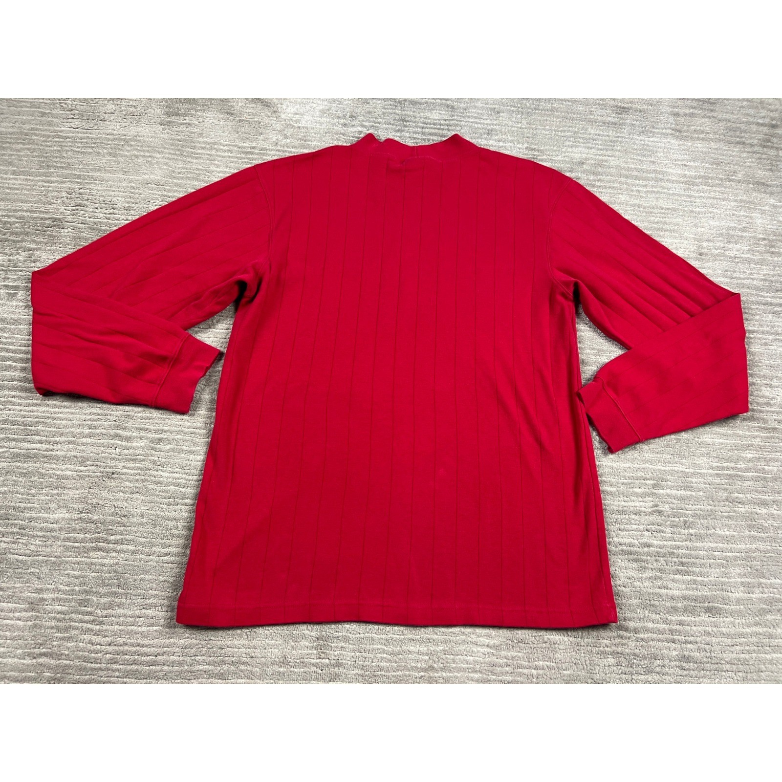 Ivy Crew Shirt Mens XL Red Mock Neck Long Sleeve Vertical Ribbed Knit Casual gallery