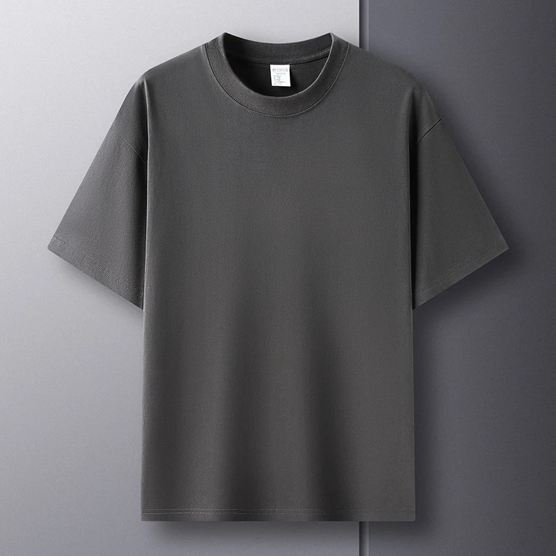 Men's 100% Cotton T-Shirt Solid Short Sleeve Crew Neck Basic Summer Casual Tee gallery