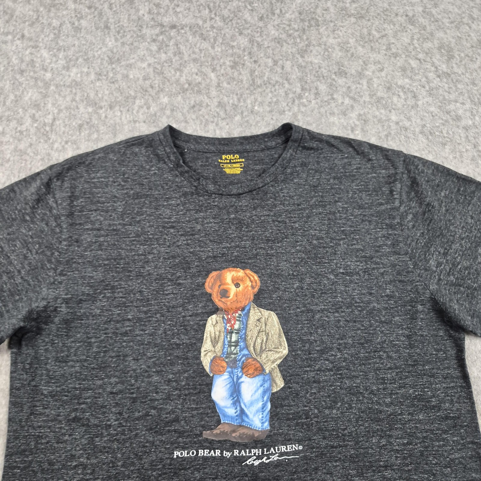 Polo Ralph Lauren Shirt Mens Large Grey Polo Bear Logo Graphic T-Shirt Casual gallery