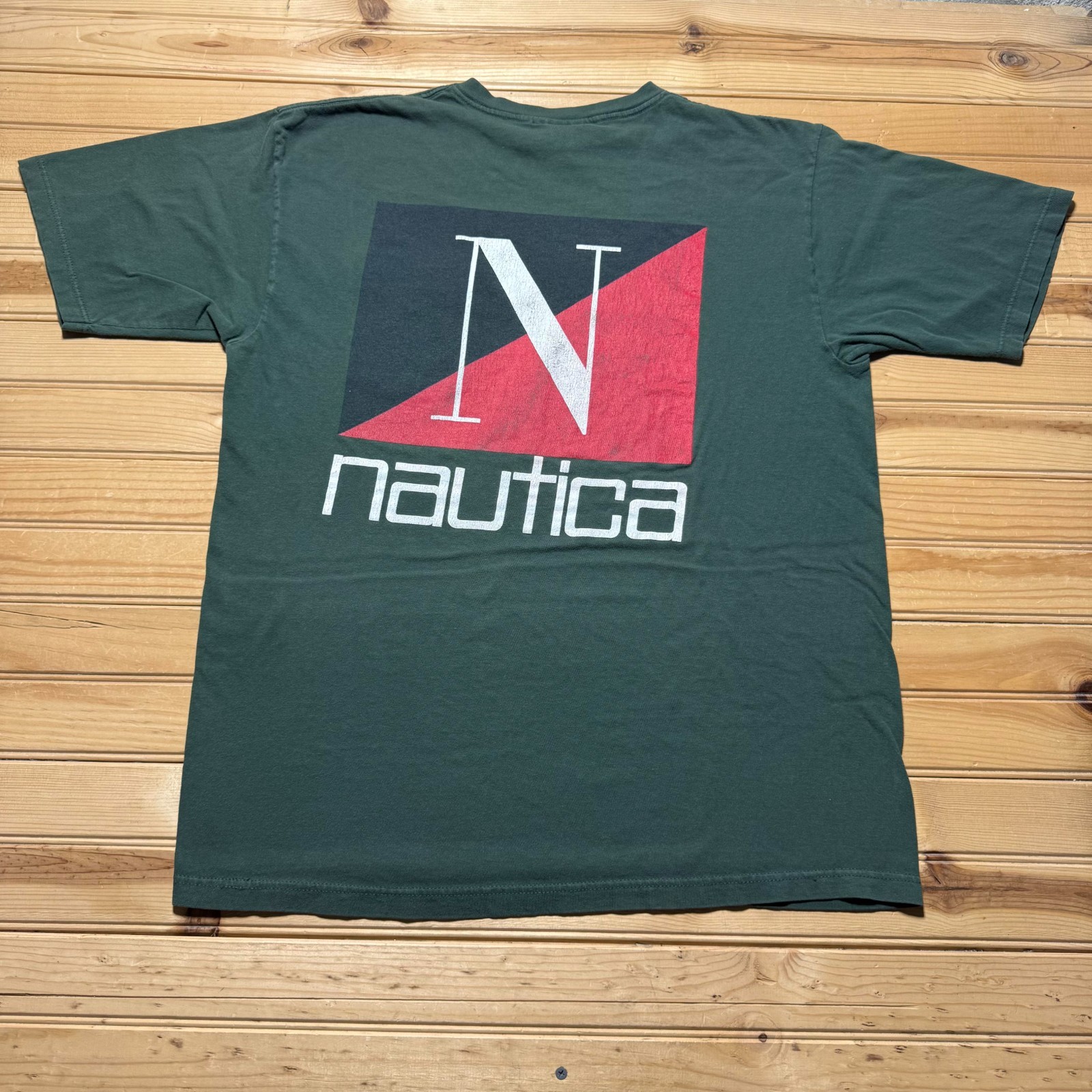 Vintage 90s Nautica Big Logo Streetwear Graphic Pocket T-Shirt USA Made Large gallery