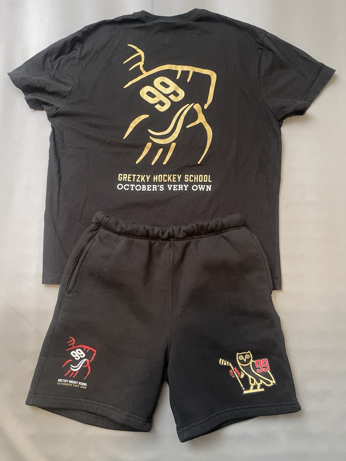 OVO x Wayne Gretzky Hockey School Collab Exclusive Black Shirt & Shorts Drake gallery