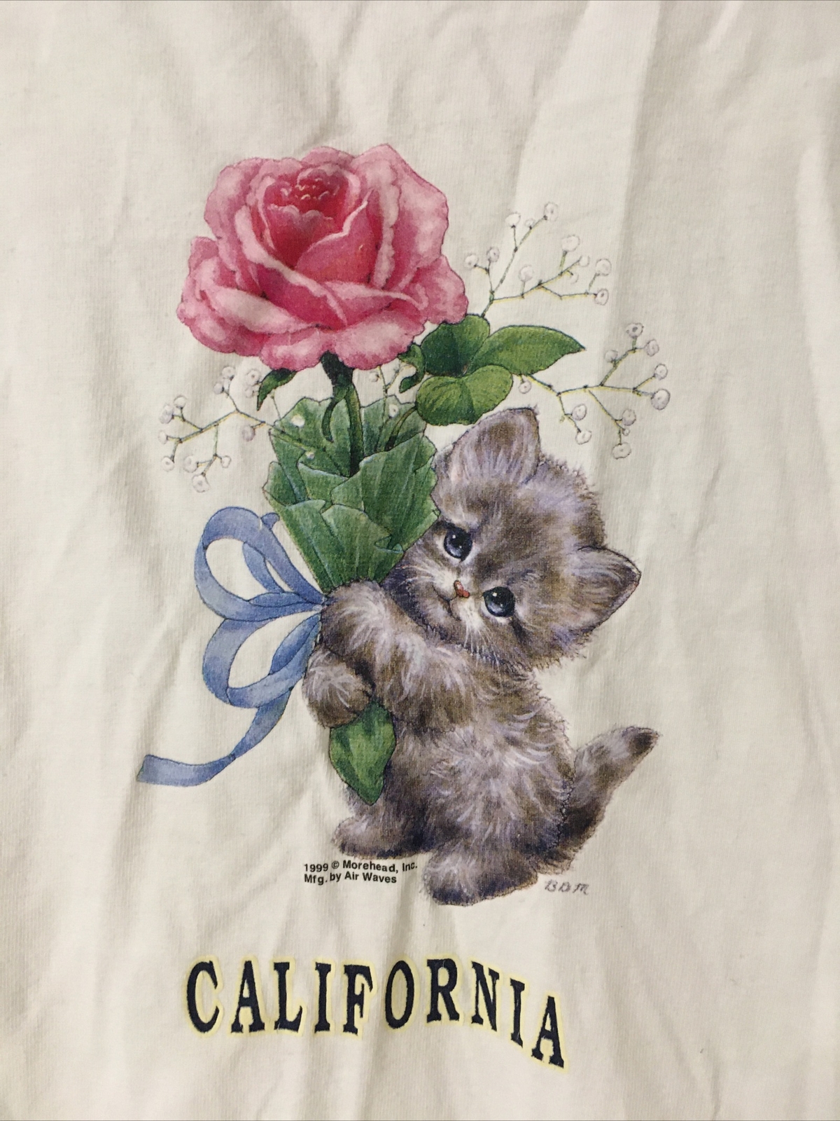 Vintage California Printed Design T shirt Large AAA 1999 Kitten Rose Air Waves gallery