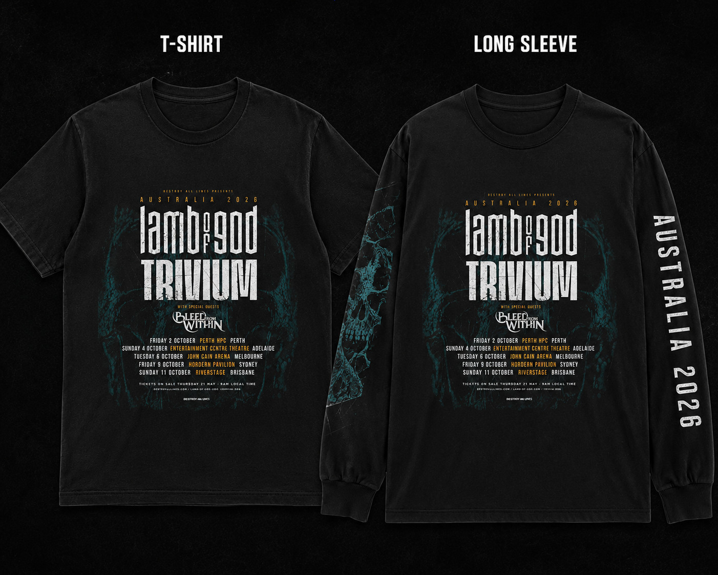 Lamb of G0d x Triviummmm Australia 2026 Tour T-Shirt Long Sleeve Tee