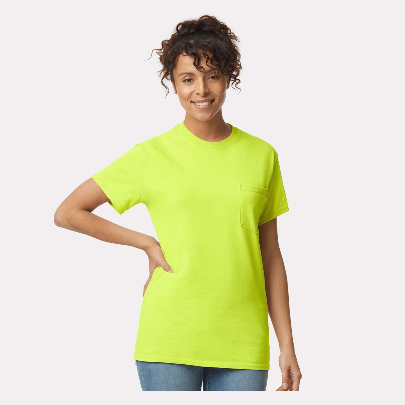 Safety Green Pocket T-Shirt Work Reflective 6 Pack Gildan Ultra Cotton - 2300 gallery