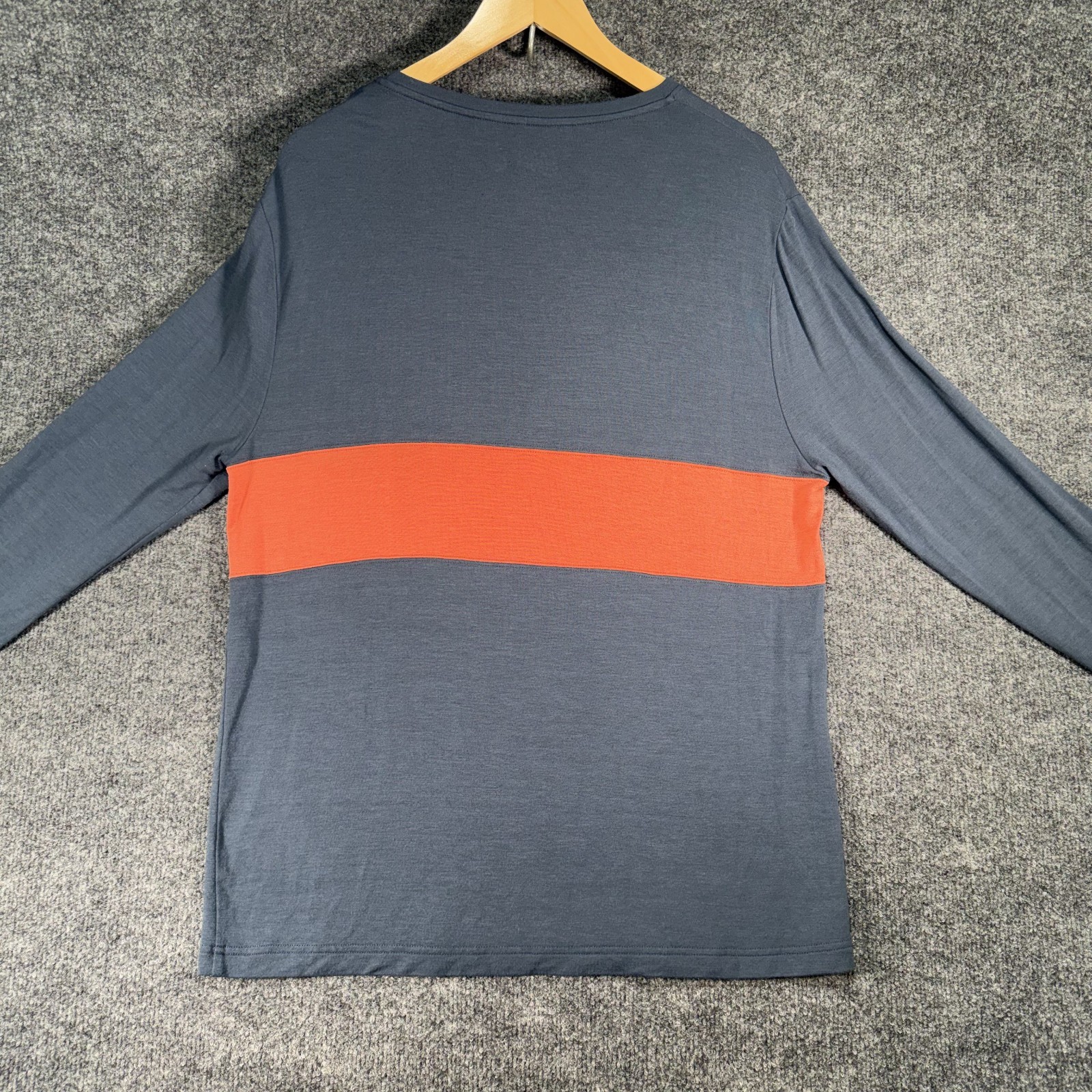 Mugsy Cashtech Henley Shirt Mens Large Blue Stripped Modal Cashmere Stretch Soft gallery
