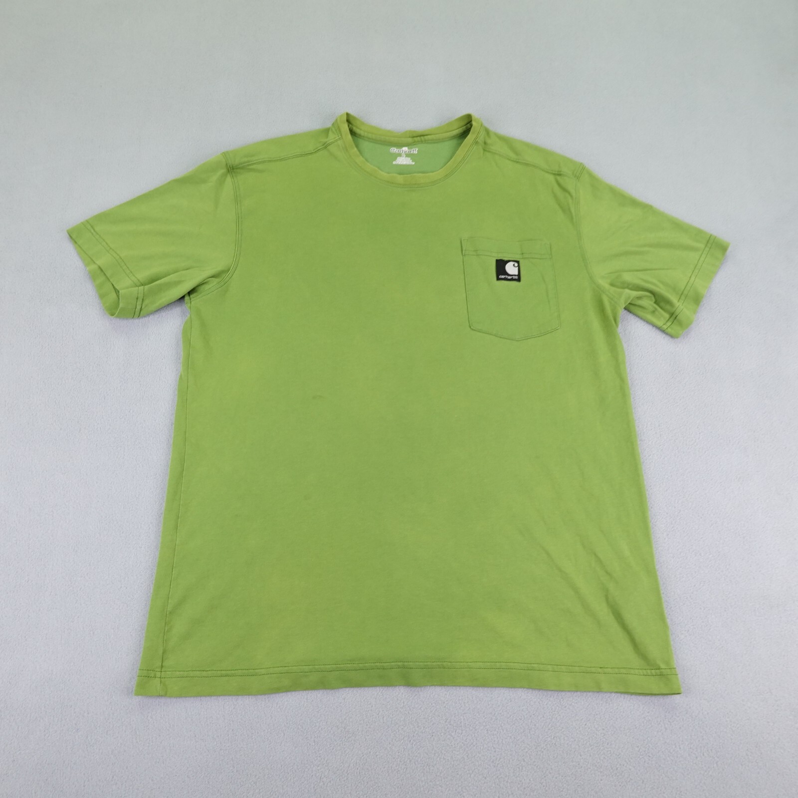 Carhartt Shirt Mens Large Green Work Dry Pocket Workwear Utility Short Sleeve ^