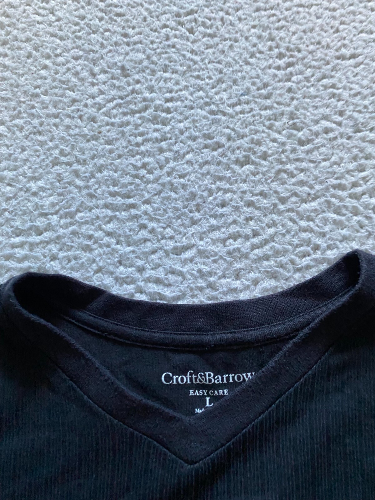 Croft & Barrow Men Short Sleeve Easy Care V-Neck Blouse Black Size L gallery