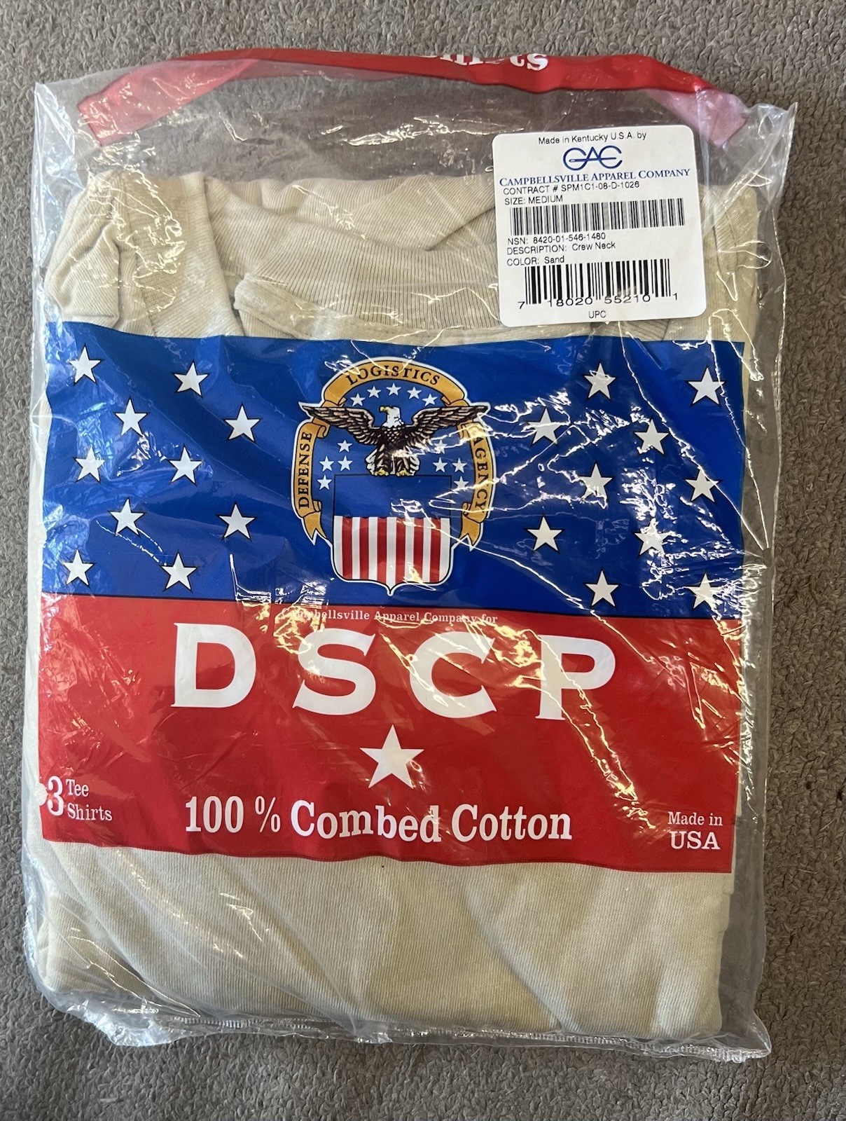 US Army Military Sand T-Shirts 100% Combed Cotton DSCP Desert Medium 3 Pack NEW gallery