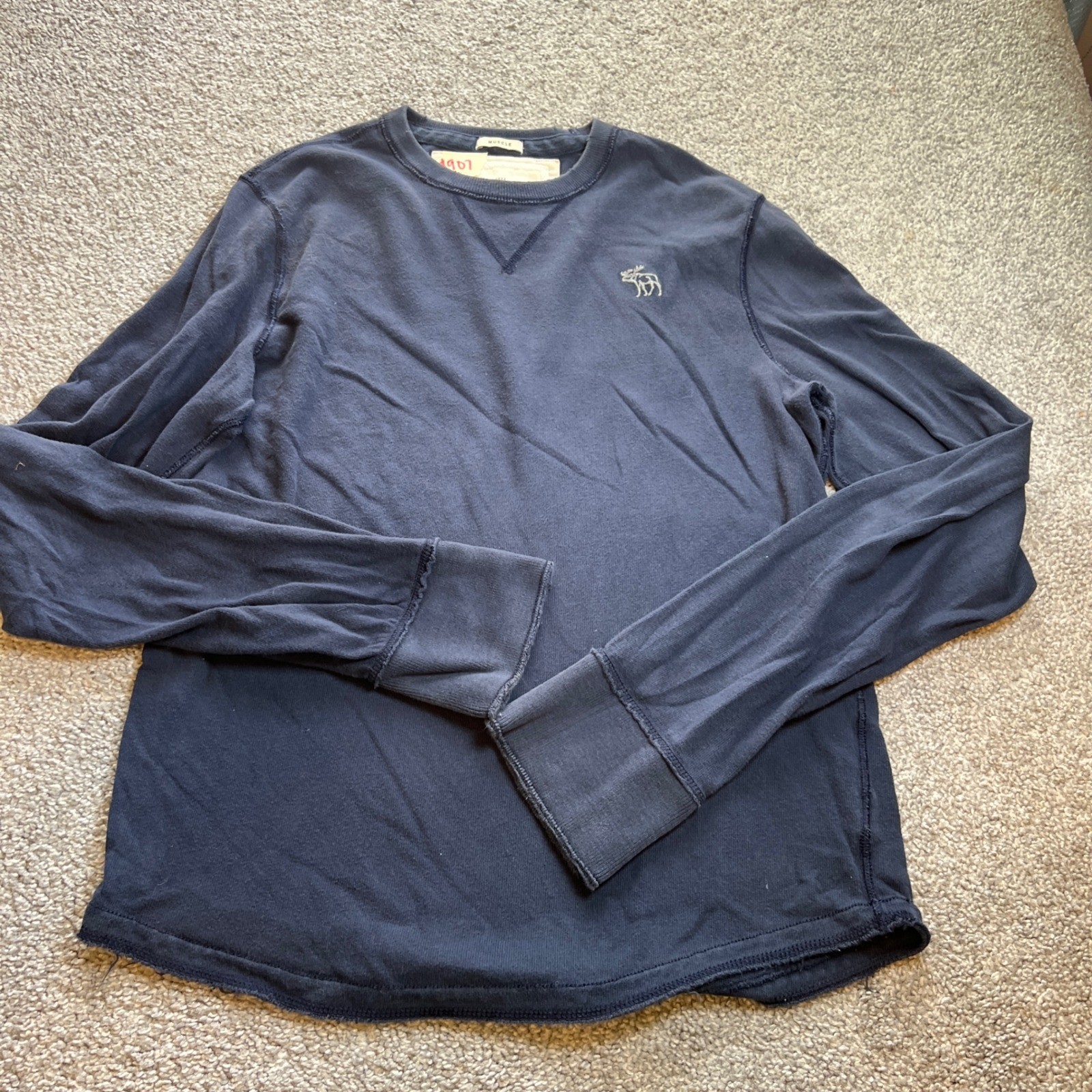 vtg y2k 0Abercrombie & Fitch Long Sleeve Muscle Tee Mens Large Navy Blue preppy