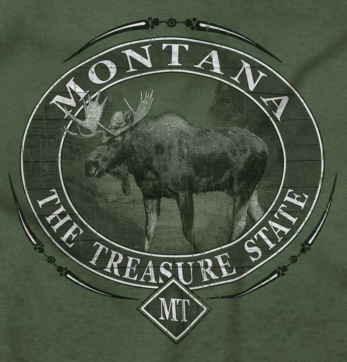 Montana Treasure Mountain Moose Wildlife MT Adult Short Sleeve Crewneck Tee gallery