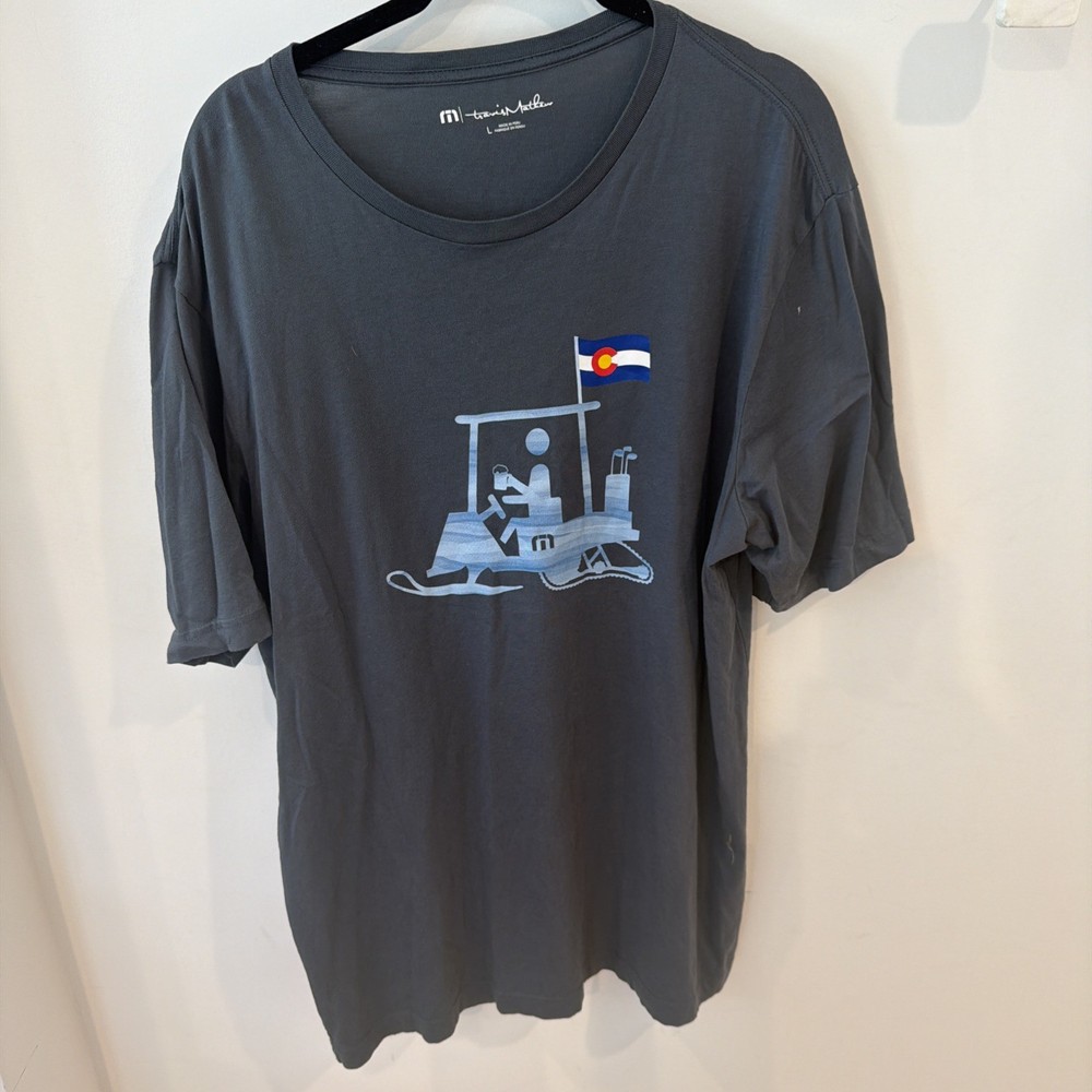 Travis Mathew Short Sleeve Colorado Golf Cart T Shirt Men’s Large Blue