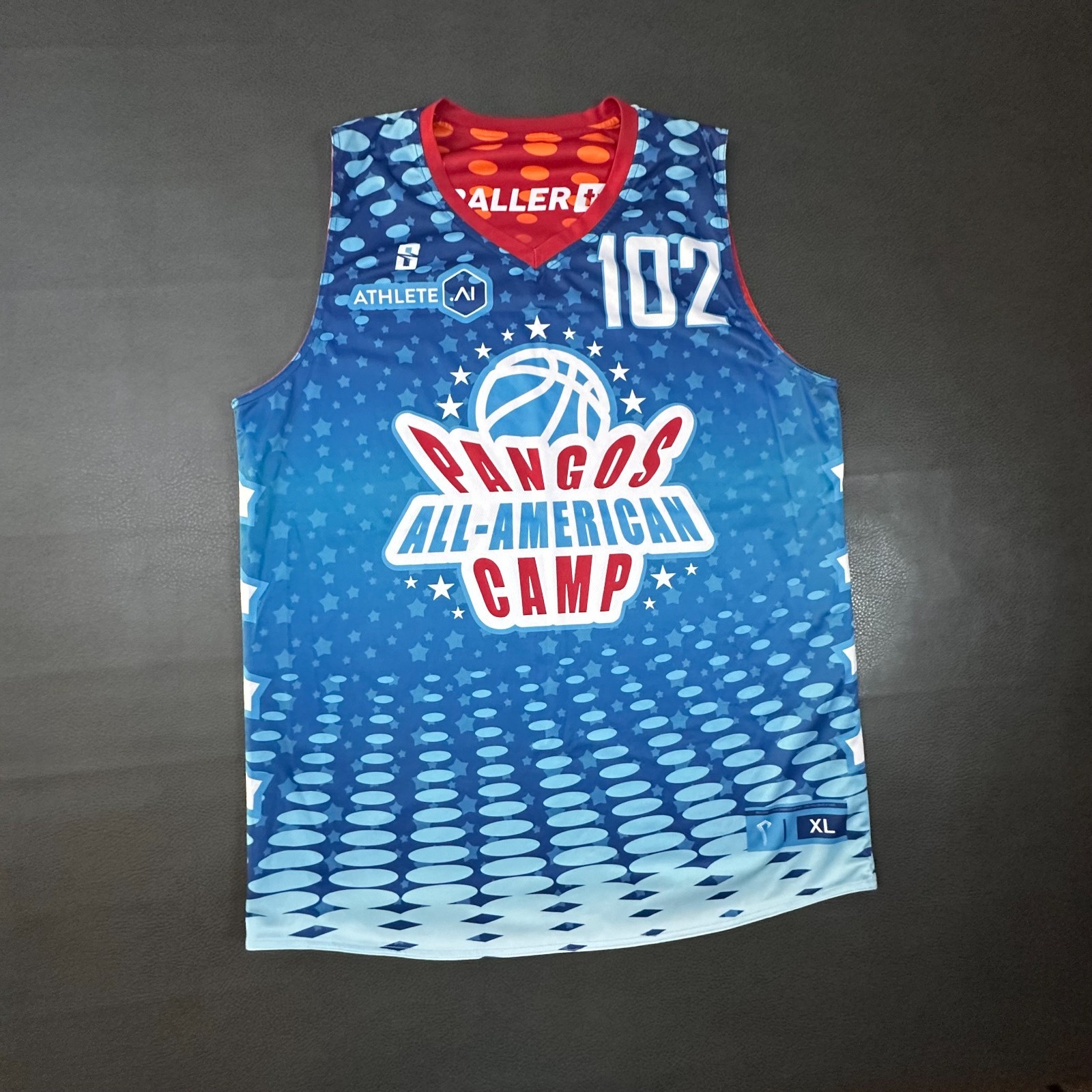 Pangos All American Camp Basketball Jersey Mens XL Blue Red Reversible Baller TV gallery