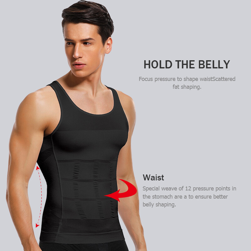 Mens Slimming Tummy Body Shaper Vest Compression T-Shirt Ultra Durable Tank Tops gallery