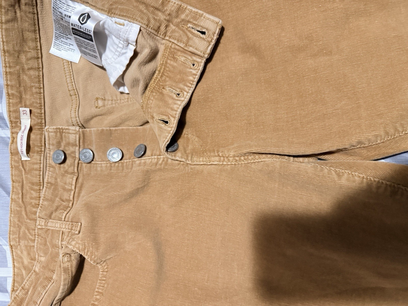 Levi's Men’s Pants 33X30 Brown Corduroy 721 High Rise Skinny Stretch Button Fly gallery