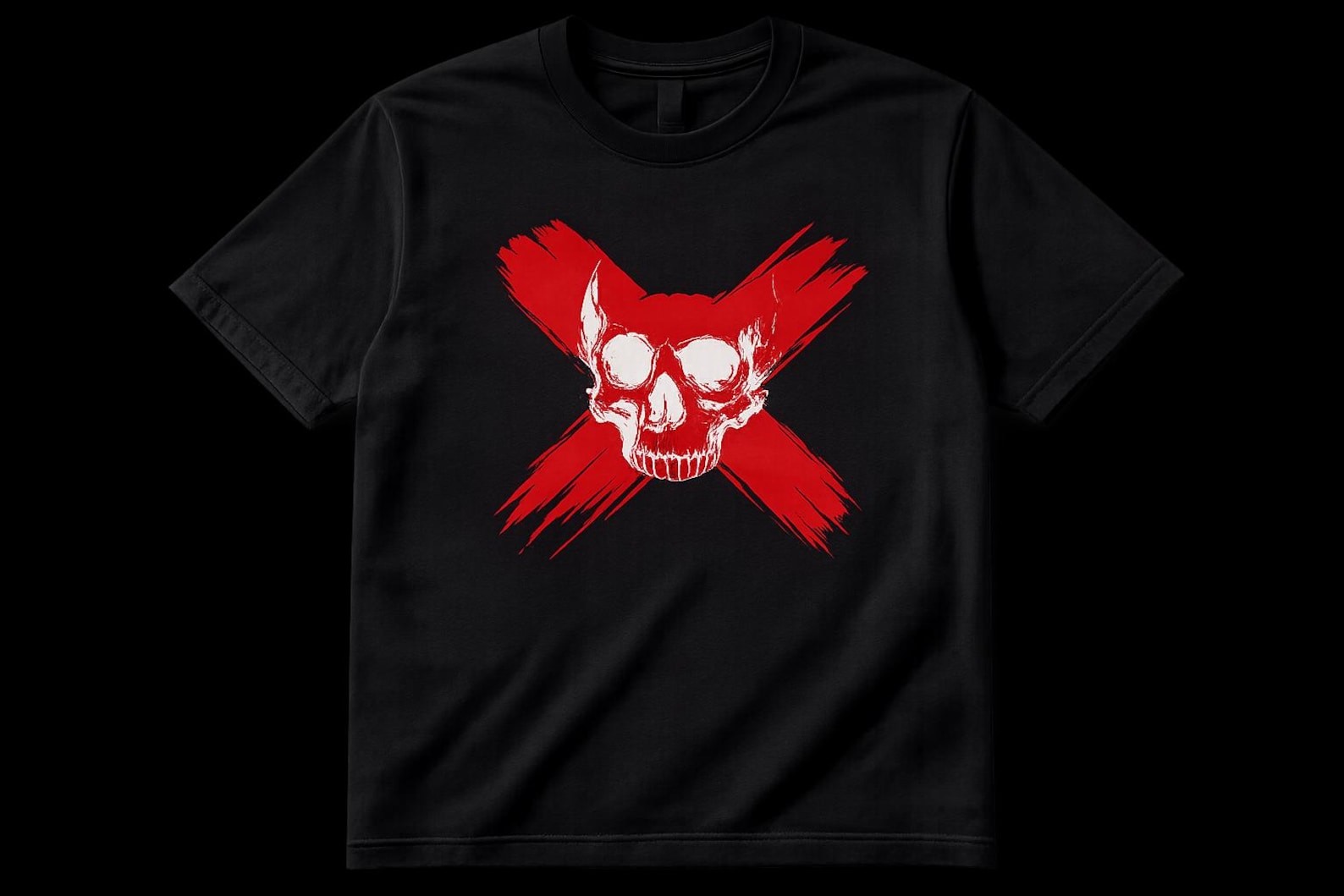 Red Skull X Graphic T Shirt Dark Gothic Punk Biker Streetwear Tee gallery