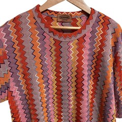 MISSONI Chevron Oversized Short-Sleeve Knit Top, Size 50, Multicolor mens USED
