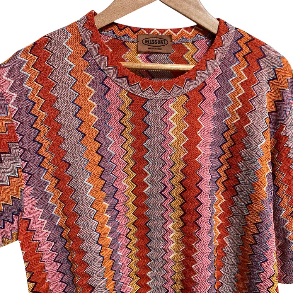 MISSONI Chevron Oversized Short-Sleeve Knit Top, Size 50, Multicolor mens USED gallery