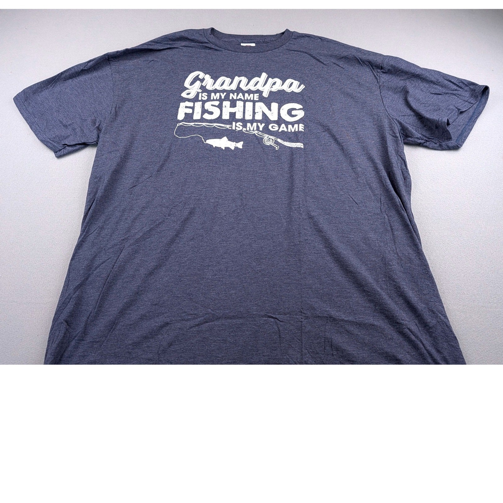 Mens Fishing Grandpa T-Shirt Lot 2 Port & Company Delta 3XL Black Blue Graphic gallery