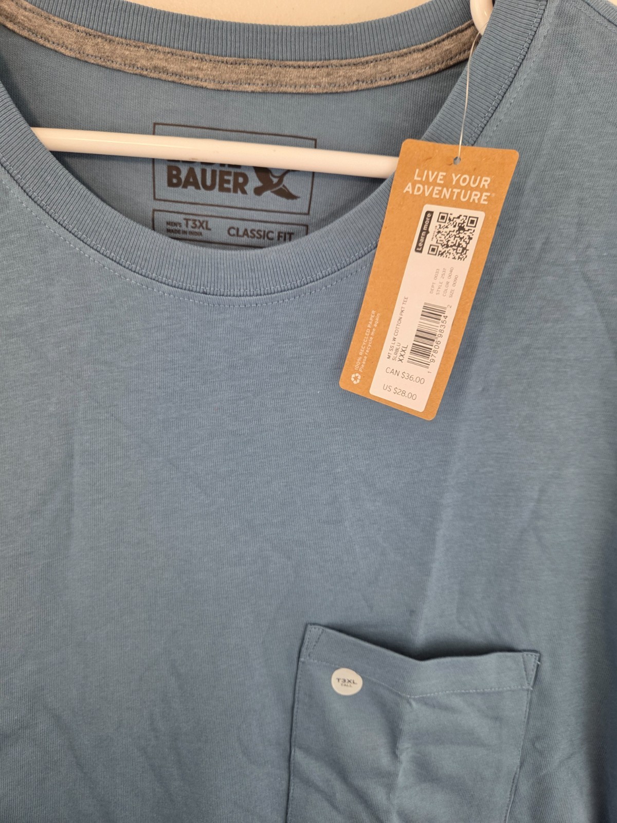 Eddie Bauer Tall Men's 3XLT Blue Short Sleeve Classic Fit Pocket T-shirt NWT $28 gallery
