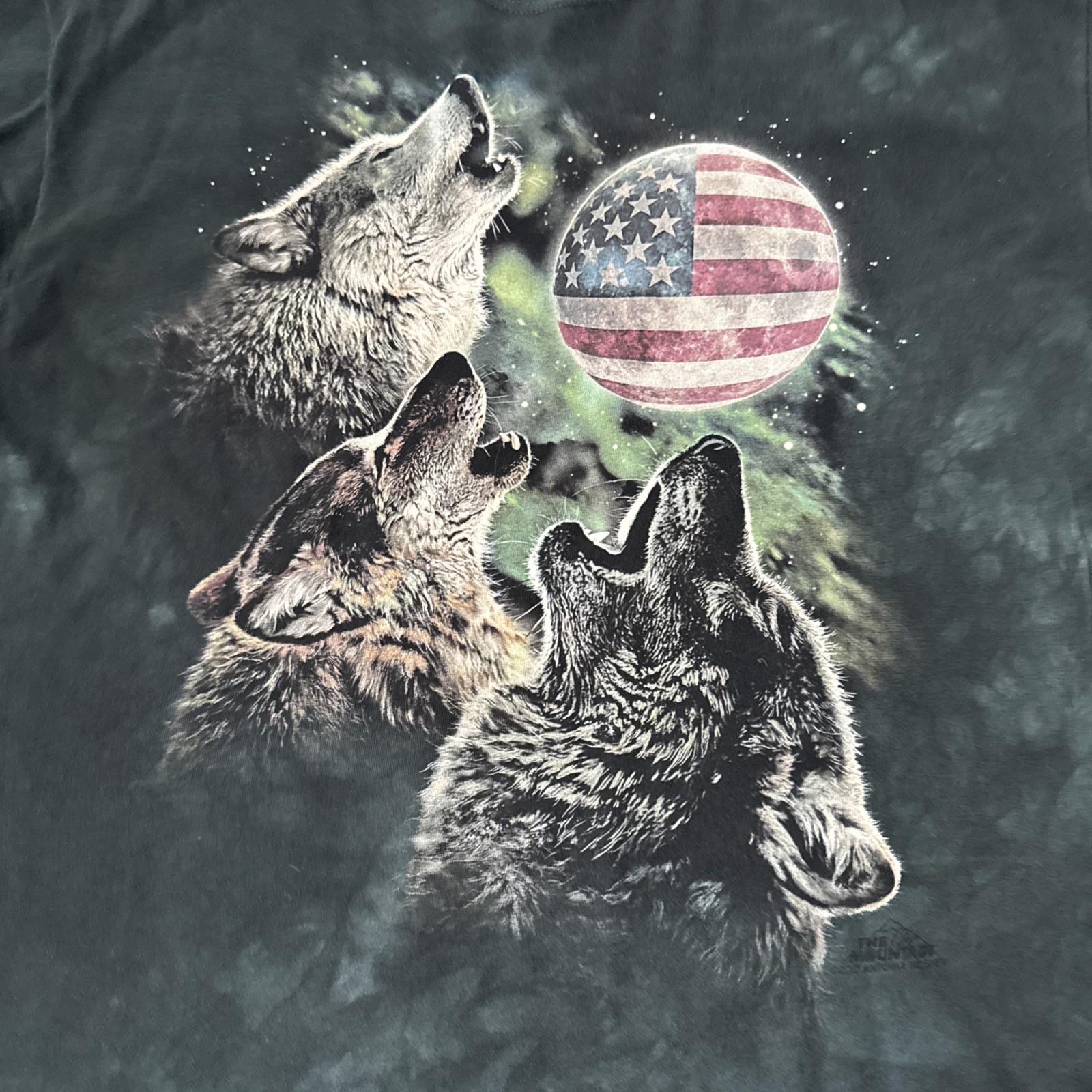 The Mountain Three Wolf USA Moon T Shirt Mens XLarge Black Tie Dye gallery